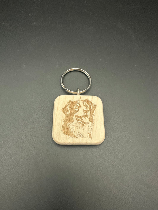 Holzschlüssel Anhänger Ahorn massiv Hunderassen