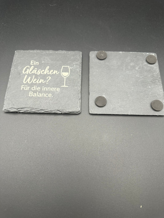 Schieferuntersetzer "Gläschen Wein"