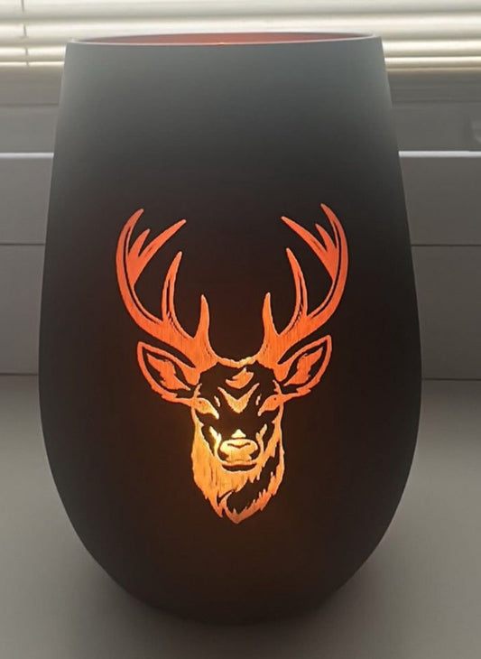 Stölzle Windlicht Glas mit Hirsch-Motiv – Premium Dekoration