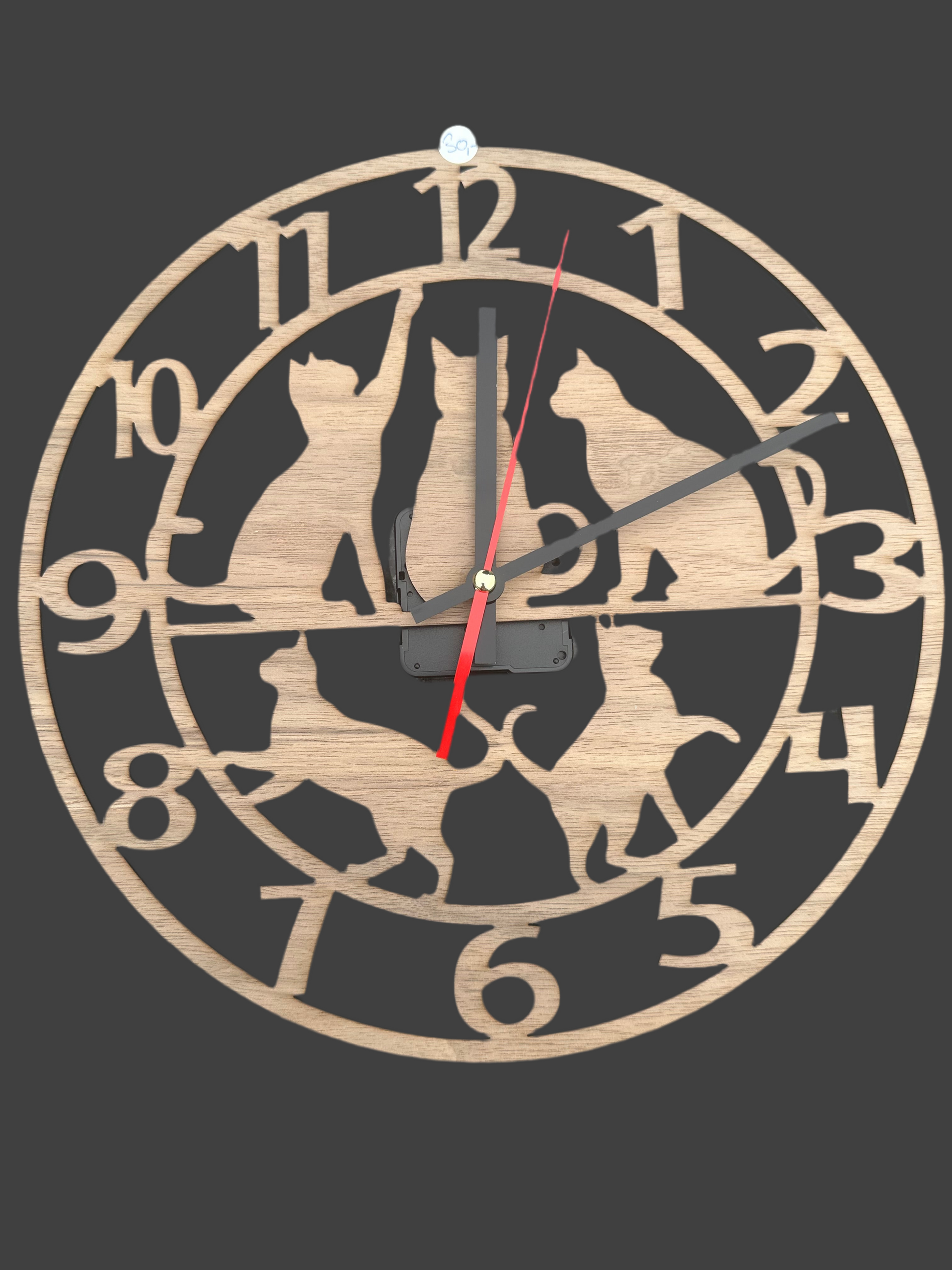 Wanduhr Katzen 290mm – Holz gelasert für Katzenliebhaber