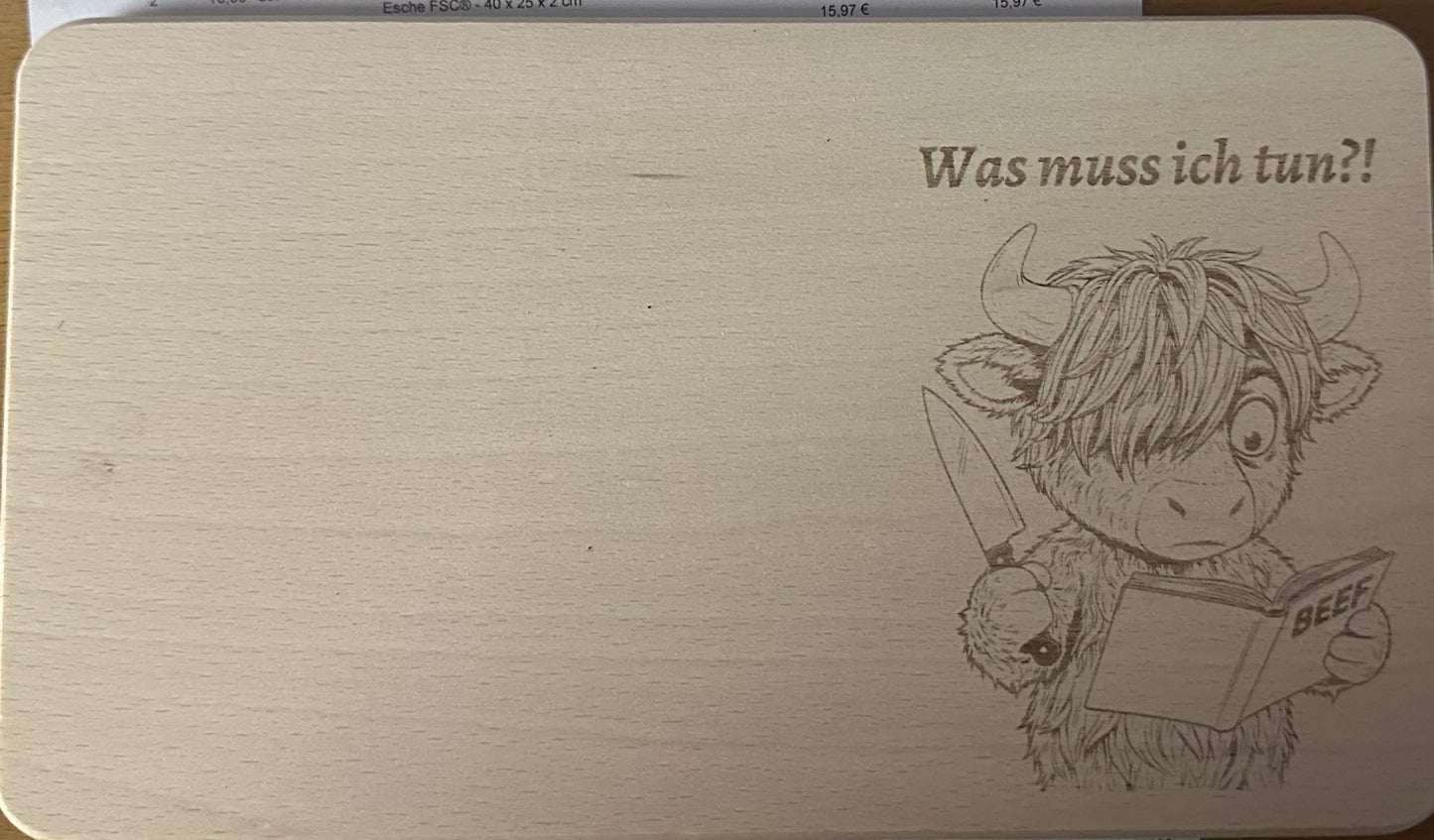 Vesper Brettchen "Muni" Lustig "Was muss ich tun?!