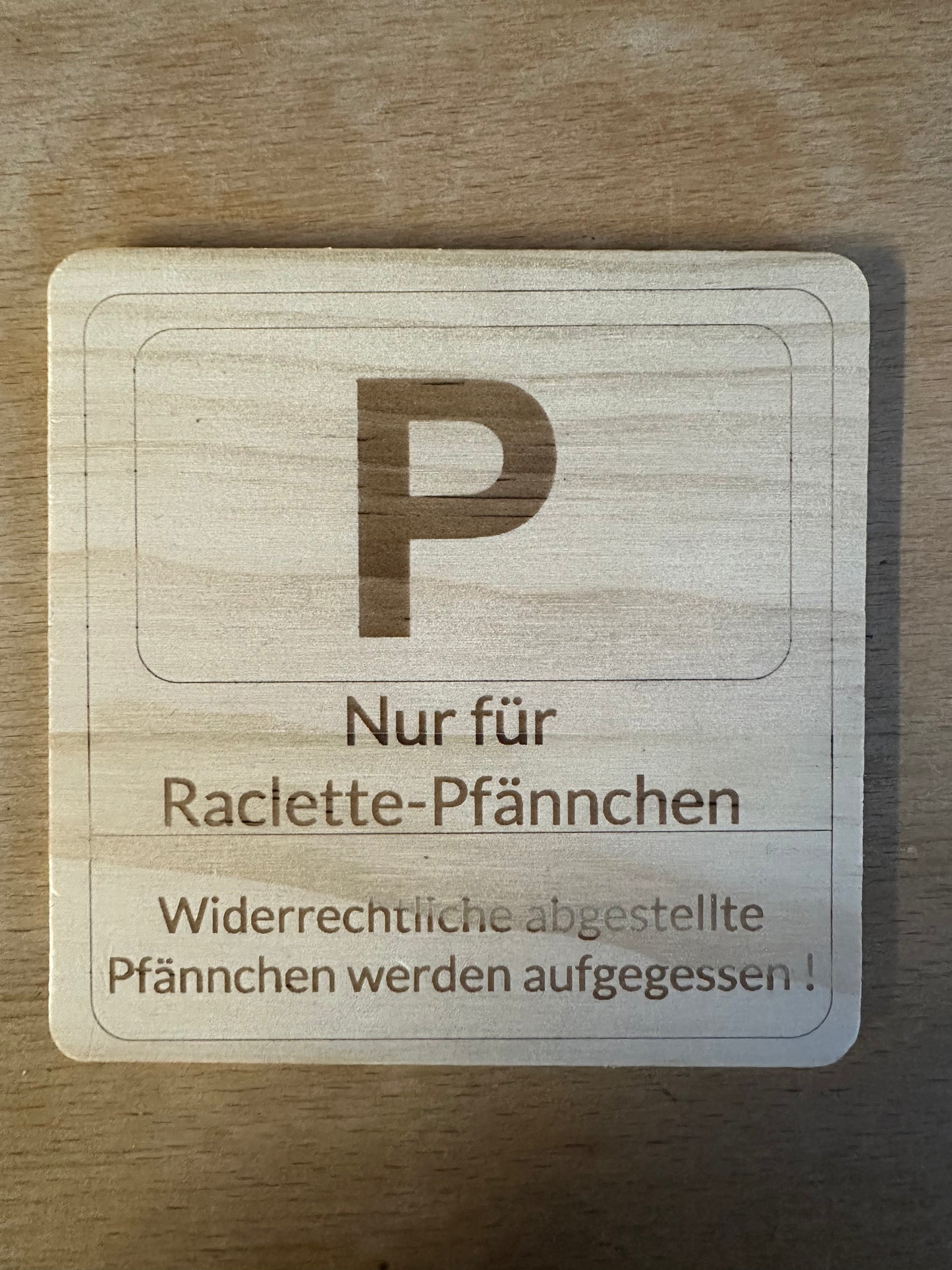 Raclette-Pfännchen Abstell Platz Holz 100x100mm