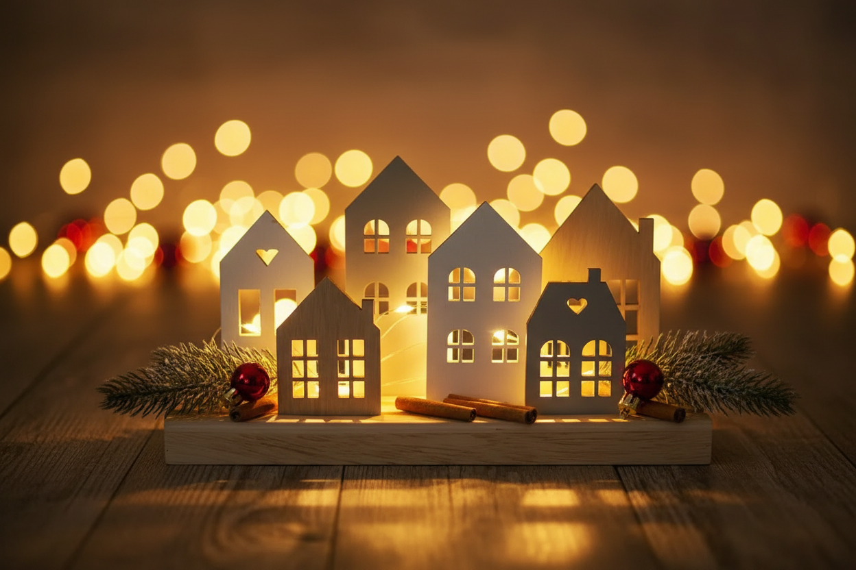 LED-Board Häuser Weihnachten