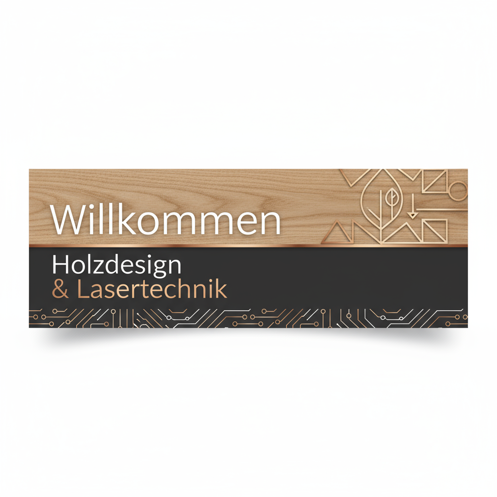 Moderner Willkommens-Banner für Holzdesign & Lasertechnik