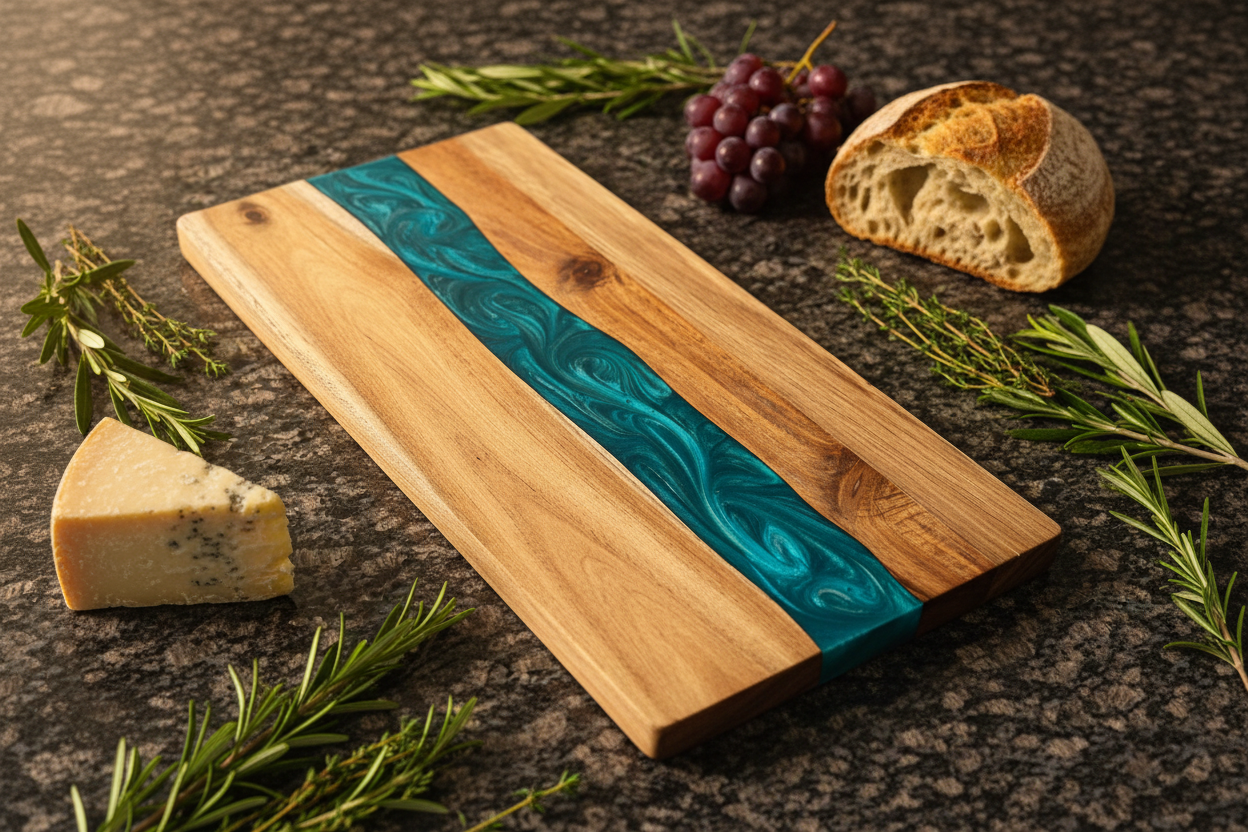 Teak Servierbrett dekoriert 1
