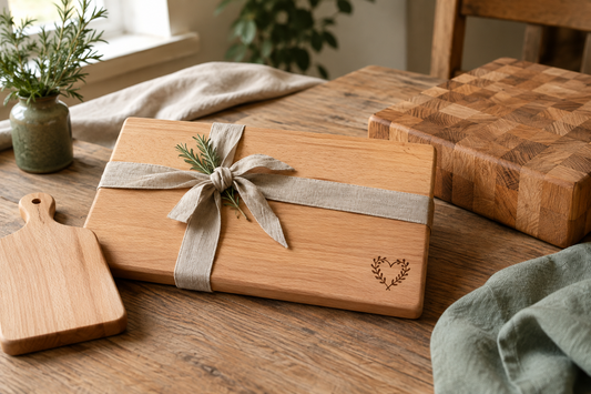 Schneidebrett mit Gravur verschenken: Holz, Größe und Motiv auswählen