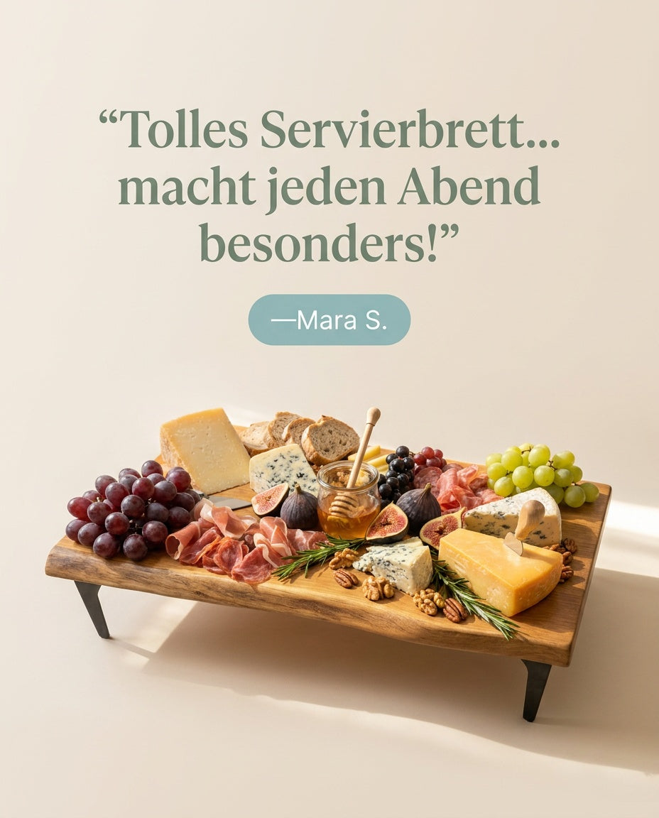 Eiche Servier Board mit Waldkante – Massivholz Unikat für Raclette & Vesper
