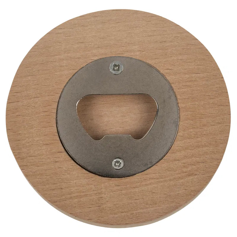 Untersetzer/Flaschenöffner mit Sprüchen aus Holz B8 × H1 × T8 cm