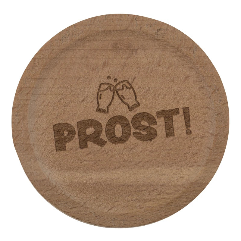 Untersetzer/Flaschenöffner mit Sprüchen aus Holz B8 × H1 × T8 cm