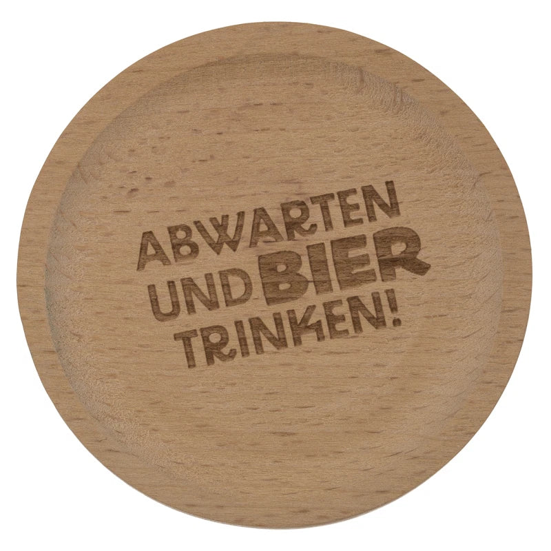 Untersetzer/Flaschenöffner mit Sprüchen aus Holz B8 × H1 × T8 cm