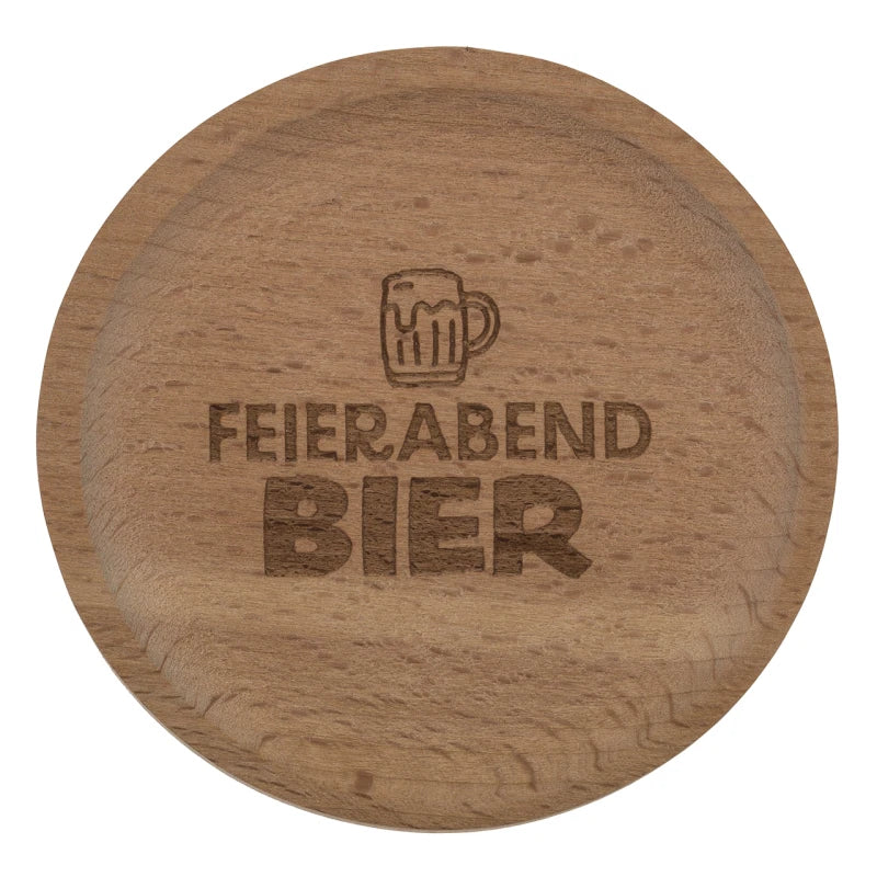 Untersetzer/Flaschenöffner mit Sprüchen aus Holz B8 × H1 × T8 cm