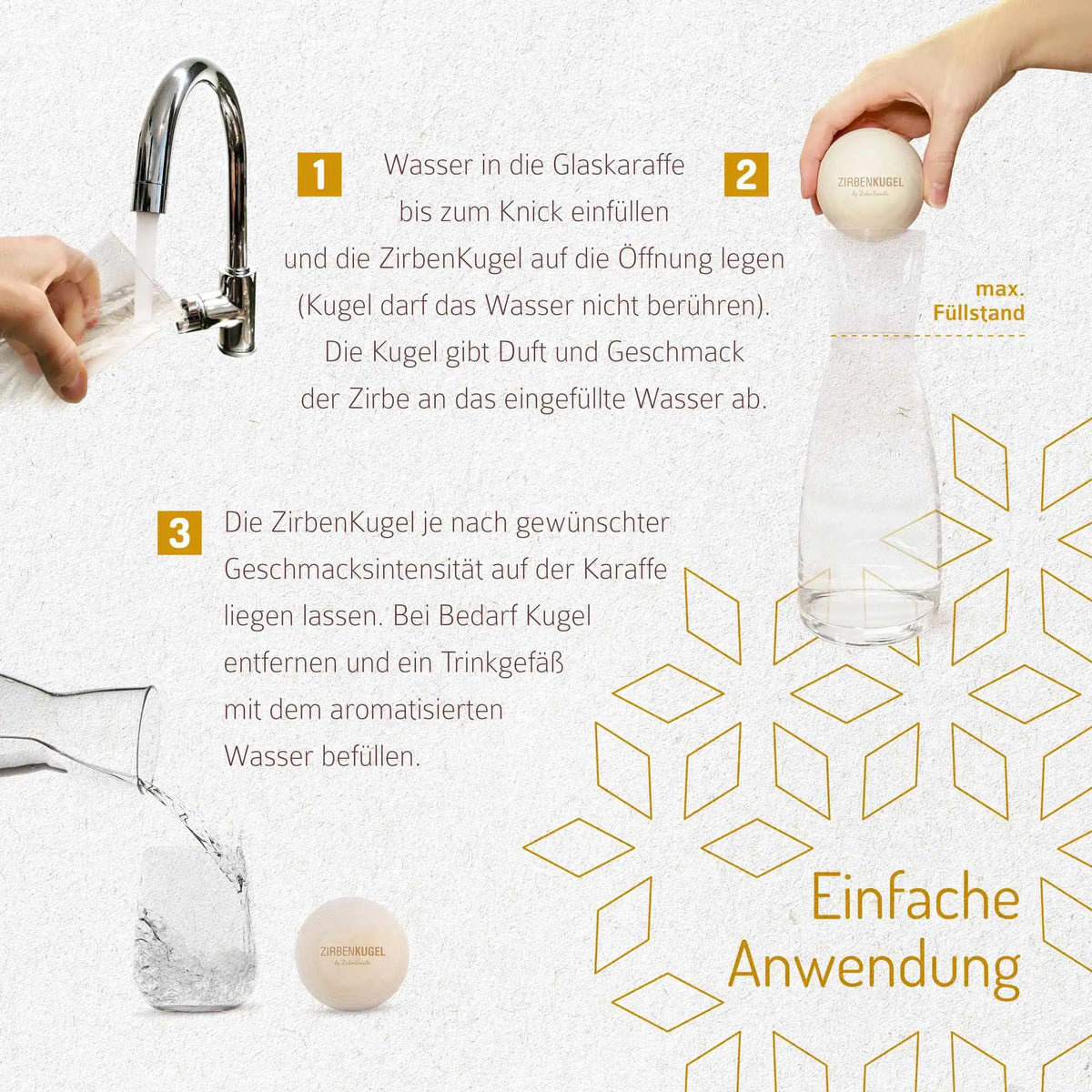 Original ZirbenKugel Set mit Spiegelau-Karaffe 