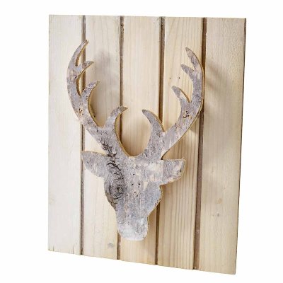 HOLZWANDBILD ELCH L 28CM NATUR WASH Länge: 28 cm Breite: 34 cm