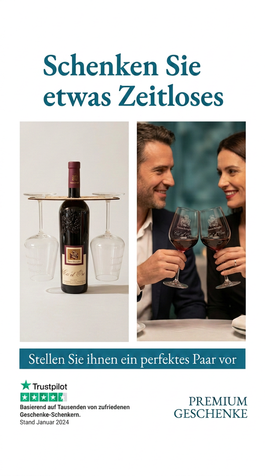 Set di 2 bicchieri da vino rosso in cristallo Schott Zwiesel "Passionata" – con incisione laser e portabottiglie