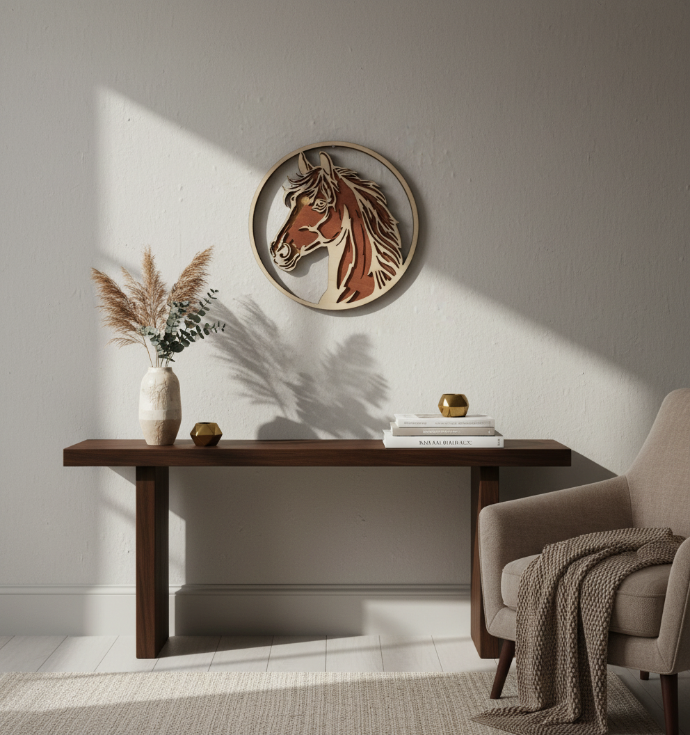 3D Wandbild Pferdekopf zweifarbig mehrteilig - dekoriert