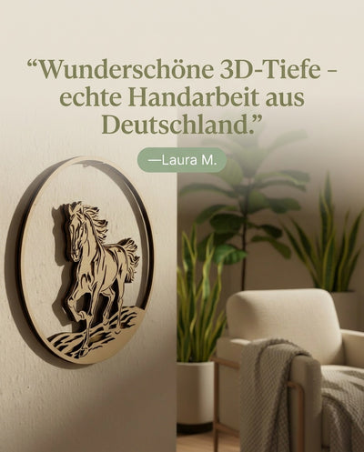 3D Wandbild Pferd in Action mehrlagig zwei Größen 200mm & 280mm