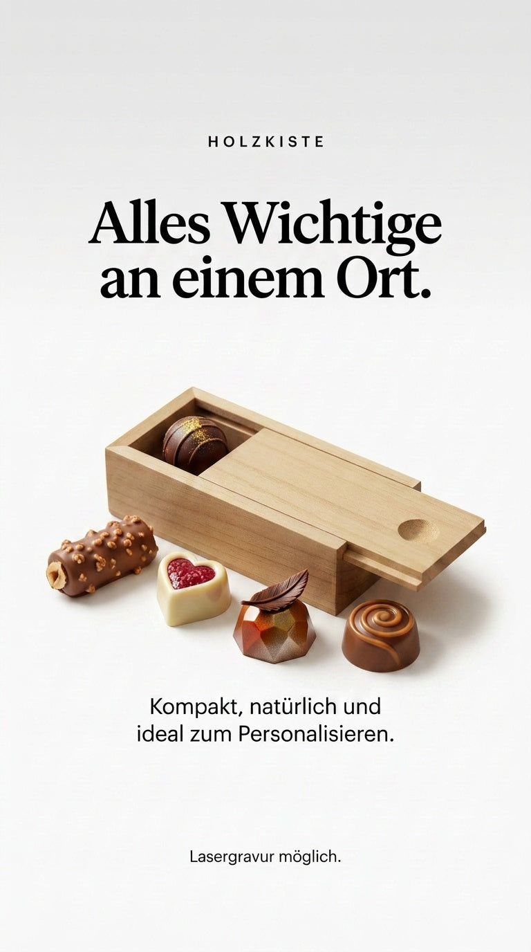 Holzkiste mit Schiebedeckel – Paulownia Massivholz | 11 × 5,8 × 3,6 cm
