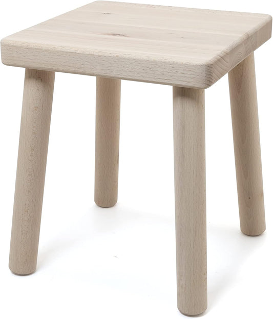 Kinderhocker Kinderstuhl Hocker Holz Massive Qualität 25 x 25 x 30 cm Buche naturbelassen incl. Personalisierung