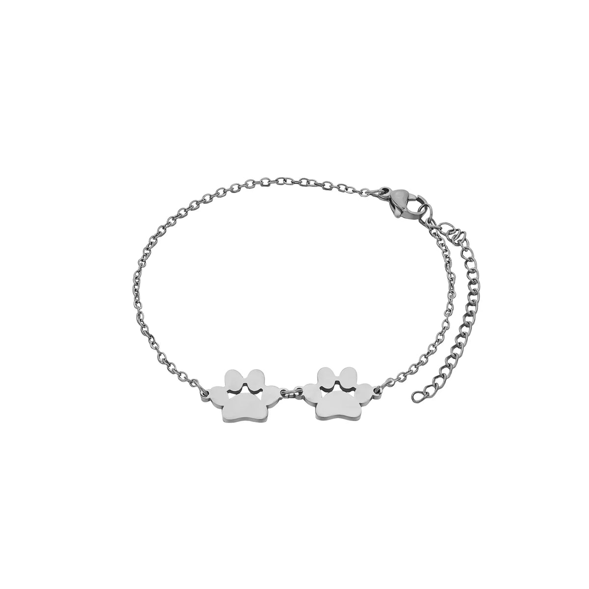 Silbernes oder Goldenes Edelstahl-Armband mit Hundepfoten