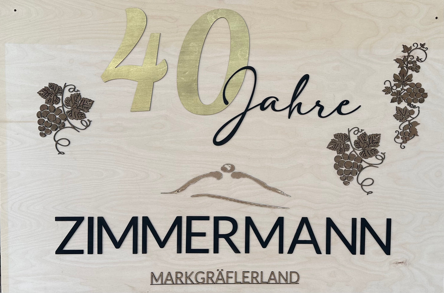 Firmenjubiläum großes Wandbrett 40 Jahre Weingut