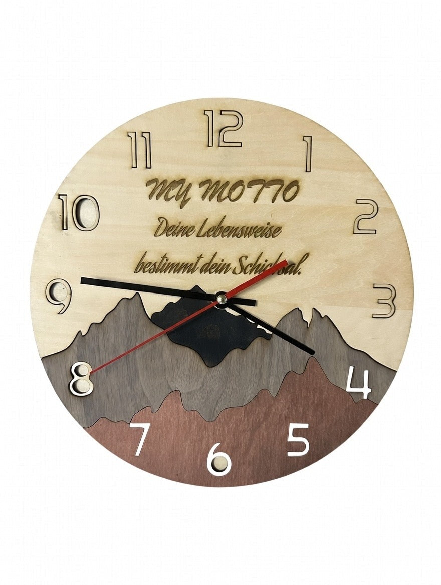 Wanduhr "Berge" Mehrfarbig "My MOTTO"