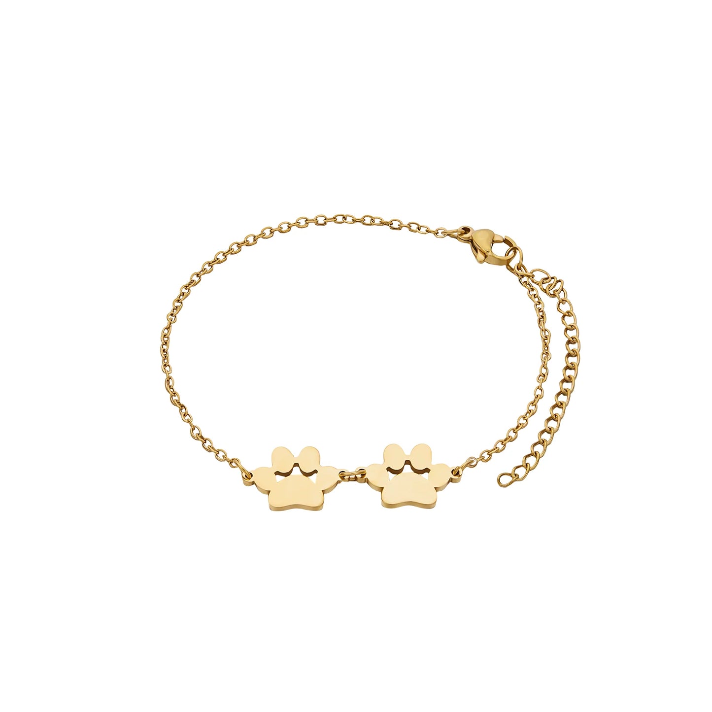 Goldenes Edelstahl-Armband mit Hundepfote