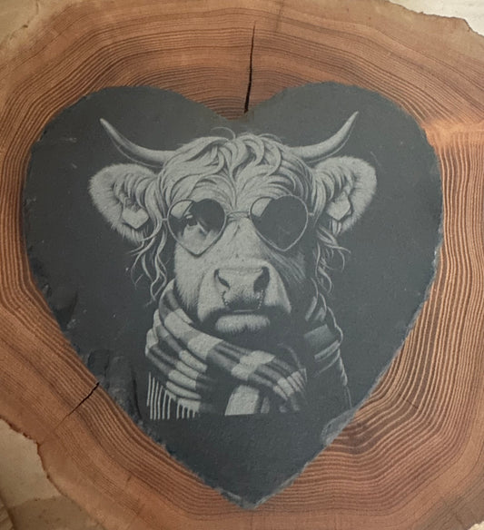 Schieferherz 20x20cm incl. Muni Motiv