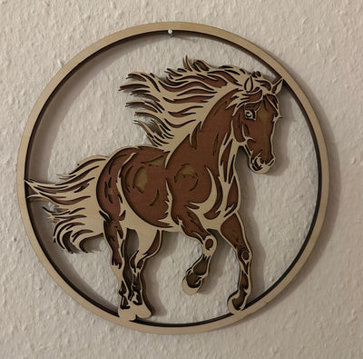 3D Wandbild Pferd in vollem Galopp mehrschichtig - 200mm & 280mm