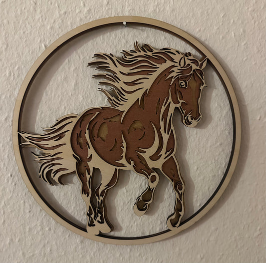 3D Wandbild Pferd in vollem Galopp mehrschichtig - 200mm & 280mm