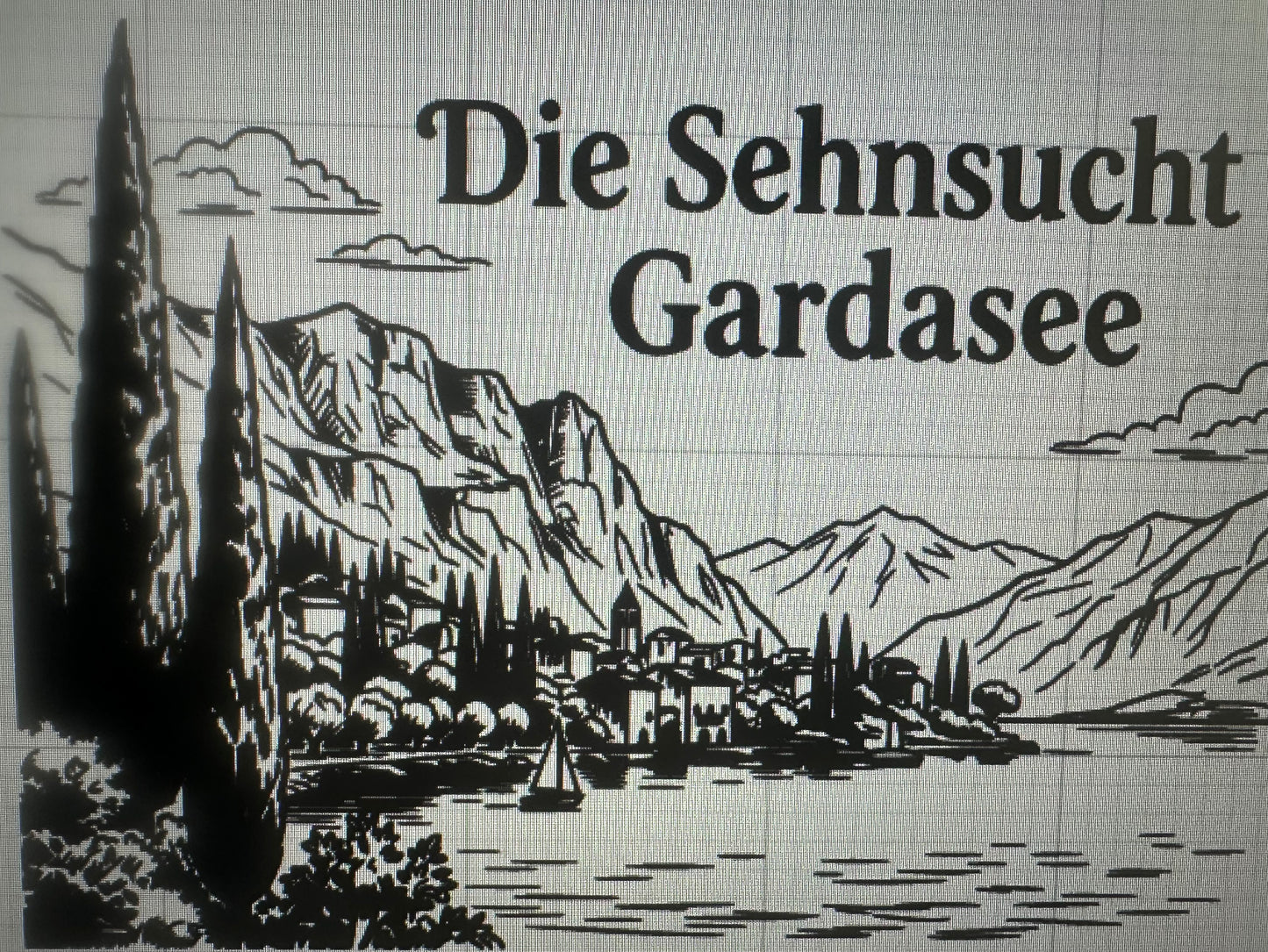 Vesper Brettchen Buche massiv "Die Sehnsucht Gardasee". 260x150mm