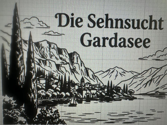 Vesper Brettchen Buche massiv "Die Sehnsucht Gardasee". 260x150mm