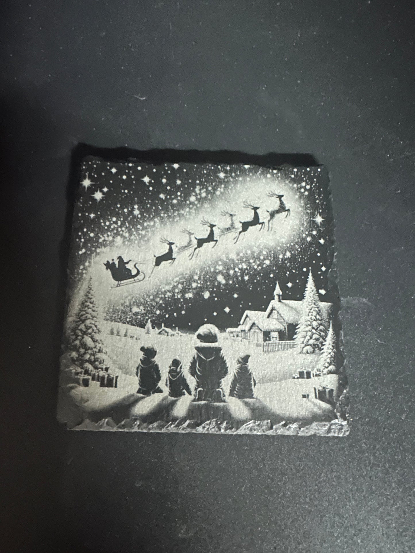 Schieferuntersetzer "Weihnachtsbild"
