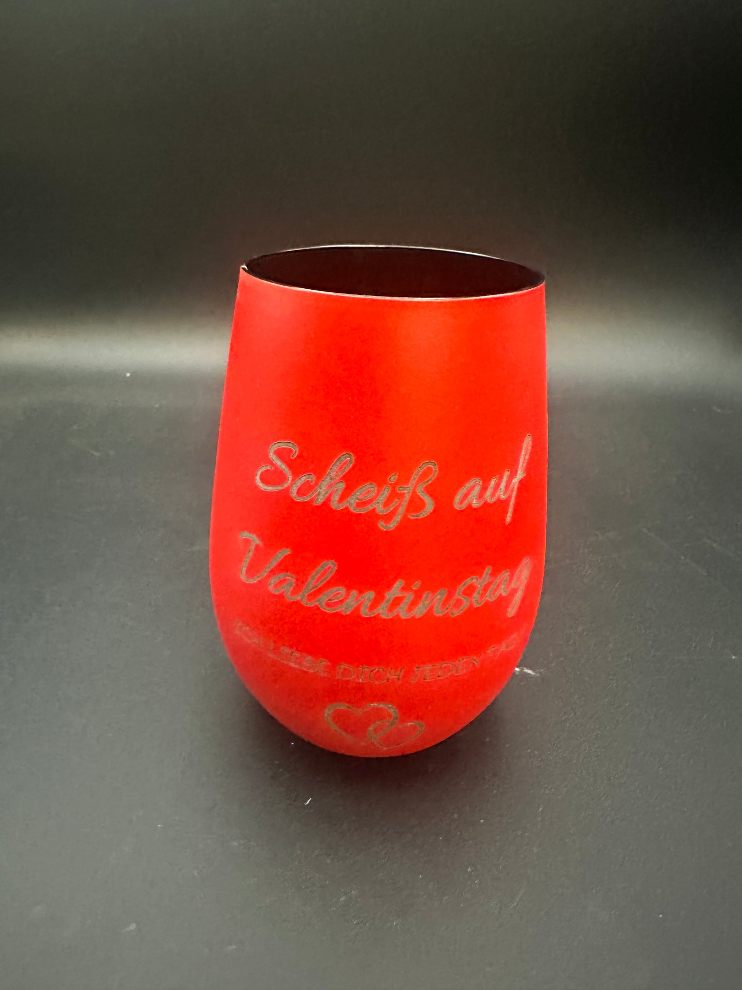 Stölzle Glas Windlicht weiß oder schwarz "Valentinstag" "Scheiß auf Valentinstag ich LIEBE Dich jeden Tag.