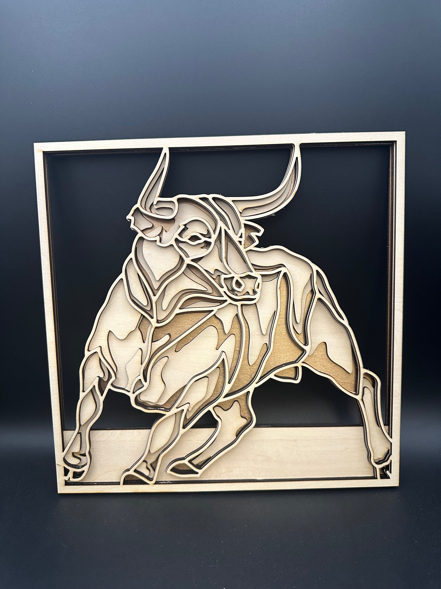 Wandbild 3D Stier 4-lagig