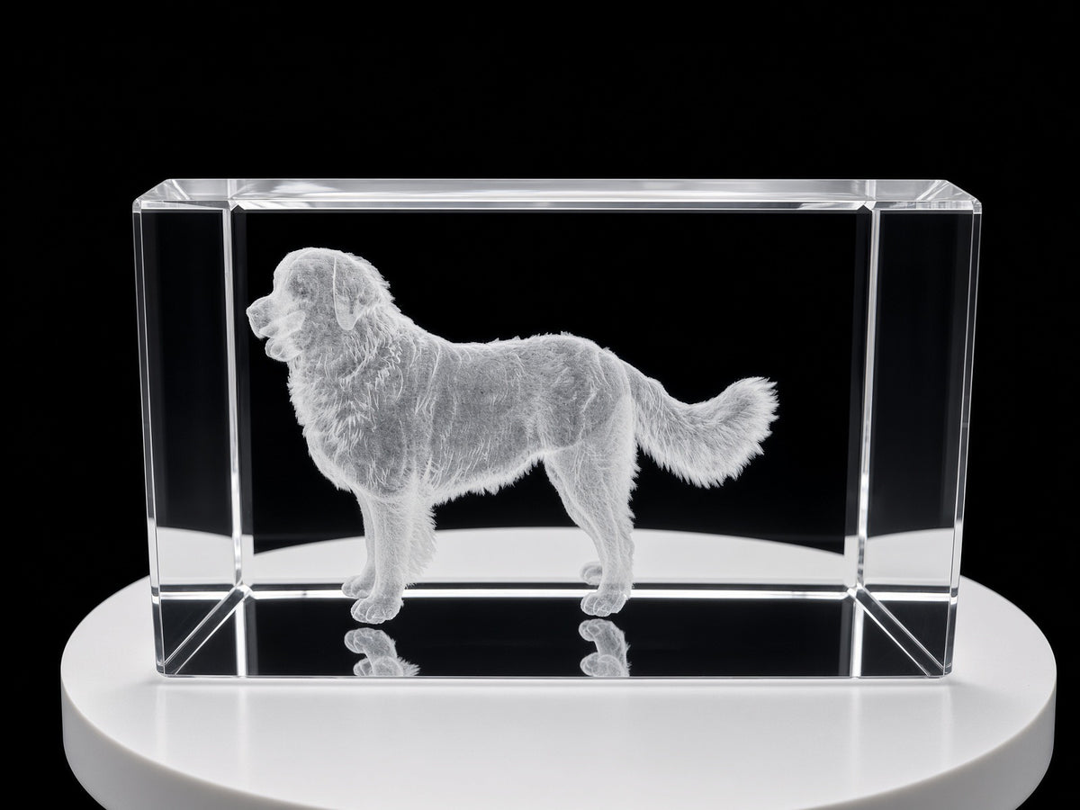 Berner Sennenhund im Kristallglas 3D
