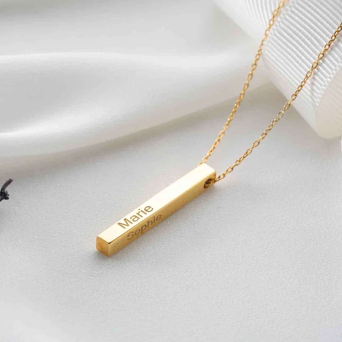 Edelstahl Gold Vertikale Balken Halskette