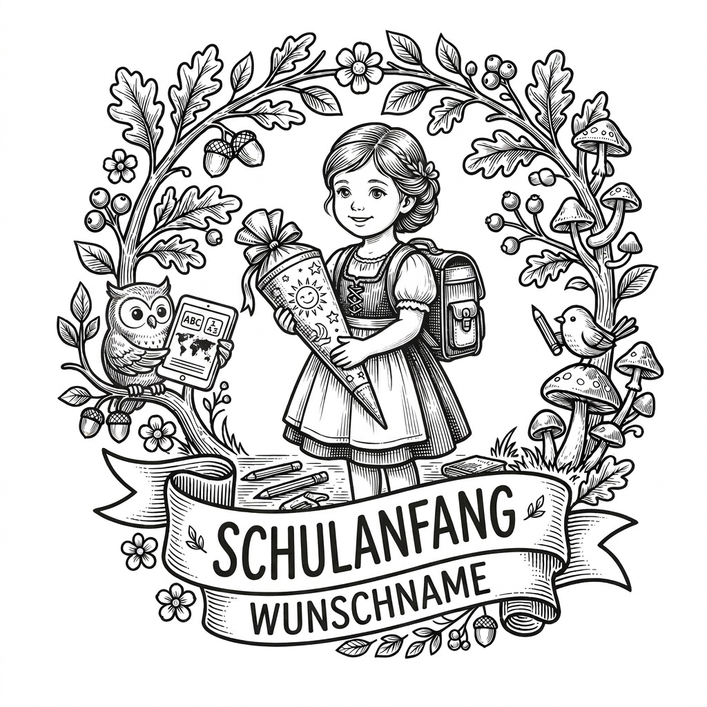 Vesper Brettchen zum Schulanfang mit Wunschname Buche massiv 260x150mm