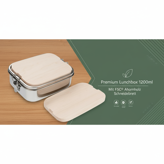 Banner für Lunchbox 1200ml mit Ahornholz Schneidebrett