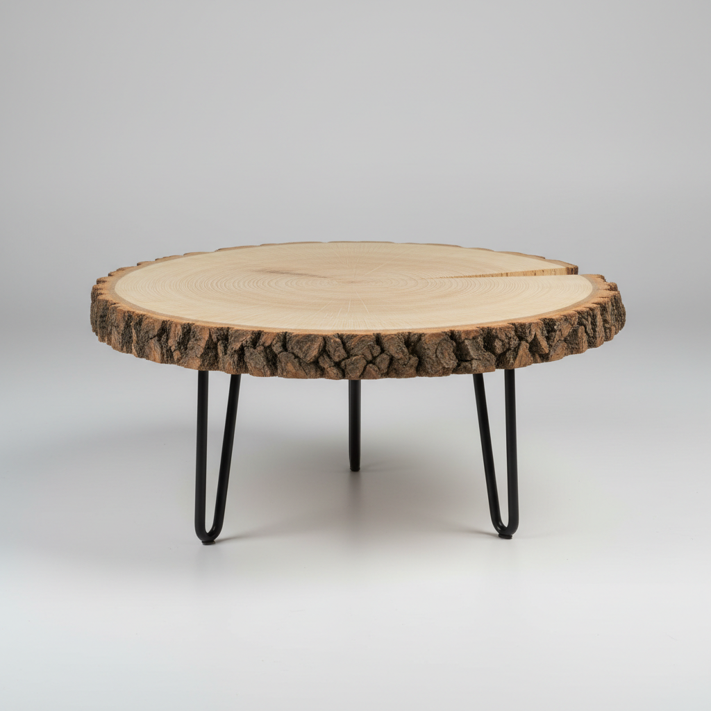 Baumscheibe mit schwarzen Metallfüßen