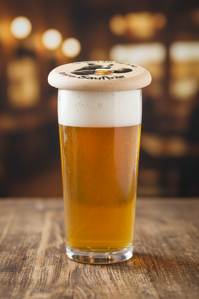 Bierdeckel als Abdeckung auf Weizenglas