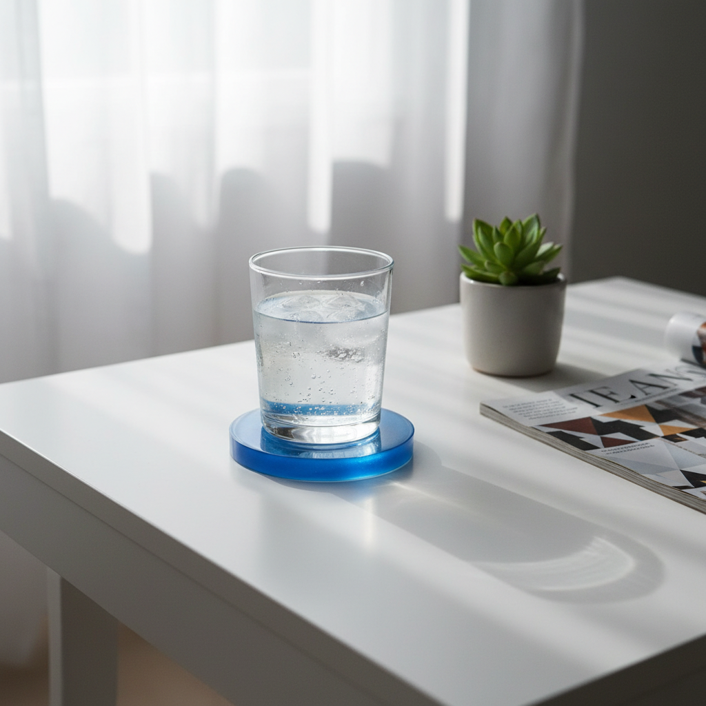 Blauer Epoxidharz-Untersetzer Lifestyle
