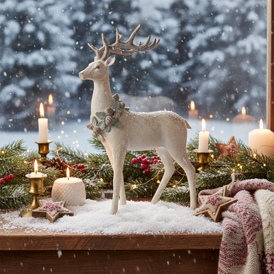 Clayre&Eef Hirsch mit Schnee-Dekoration