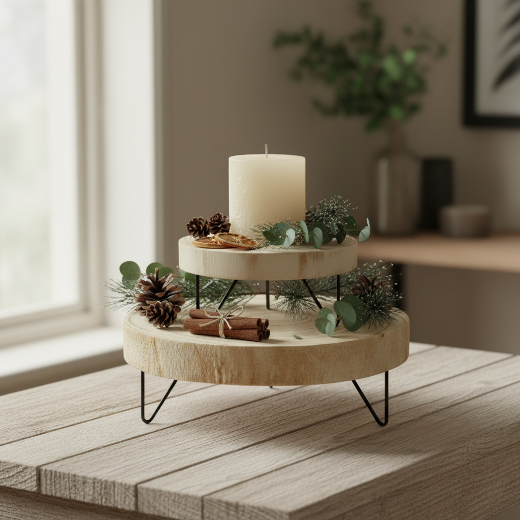 Dekorierte Baumscheiben Winter-Styling