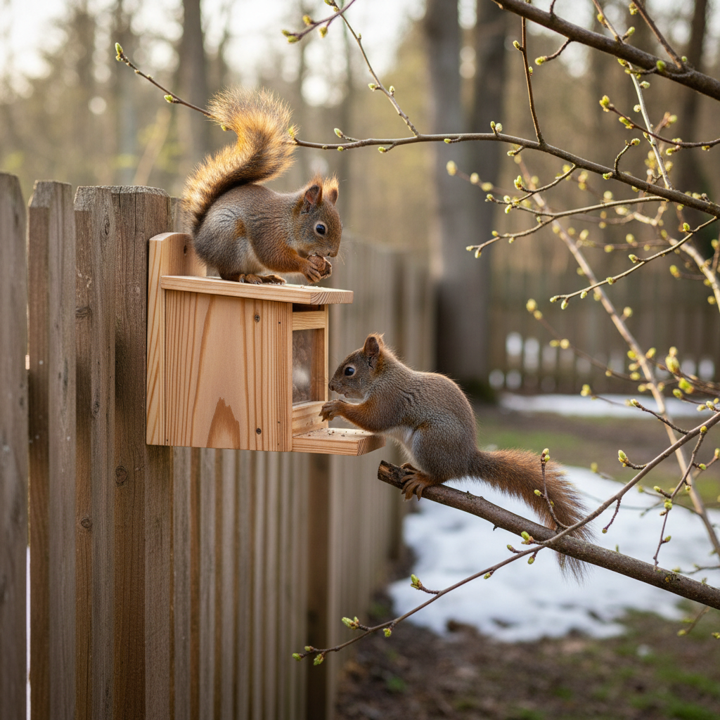 Eichhörnchen-Treffpunkt am Futterhaus
