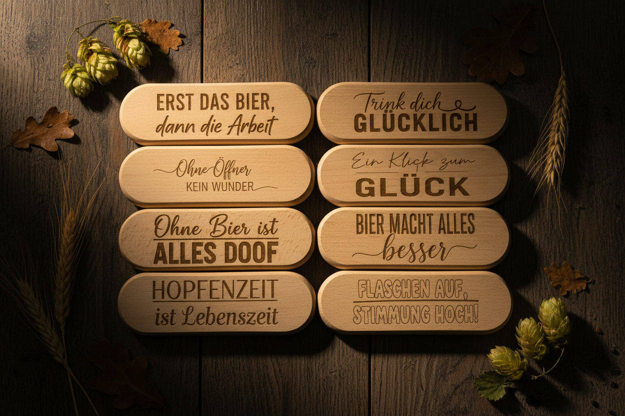 Flaschenöffner Buche massiv dekoriert 2