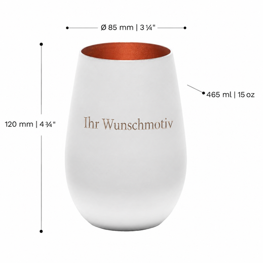 Glas mit dem Schriftzug „Ihr Wunschmotiv“