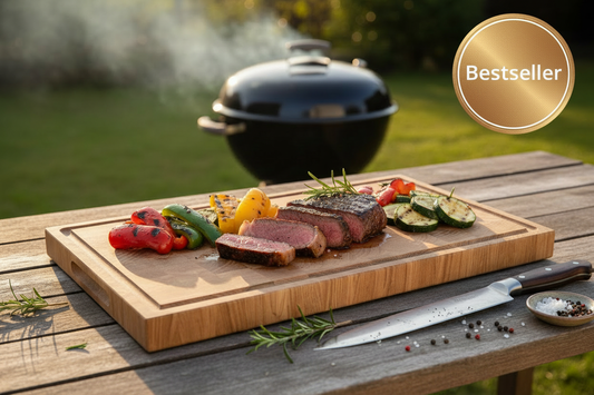 Hackblock Grill-Szene mit Bestseller-Badge