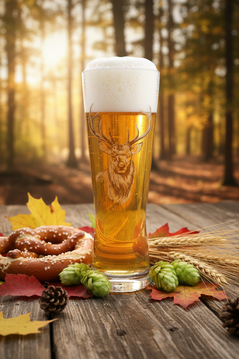 Hirsch Motiv Weizenbierglas dekoriert