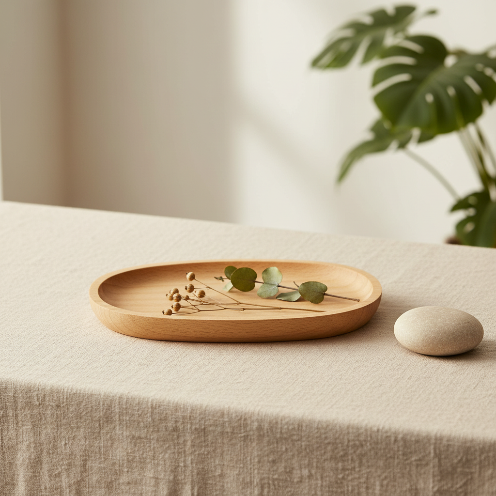Holzschale Buche – Lifestyle dekoriert