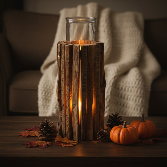 Windlicht Stakete groß – Herbstdeko mit Kerzenschein
